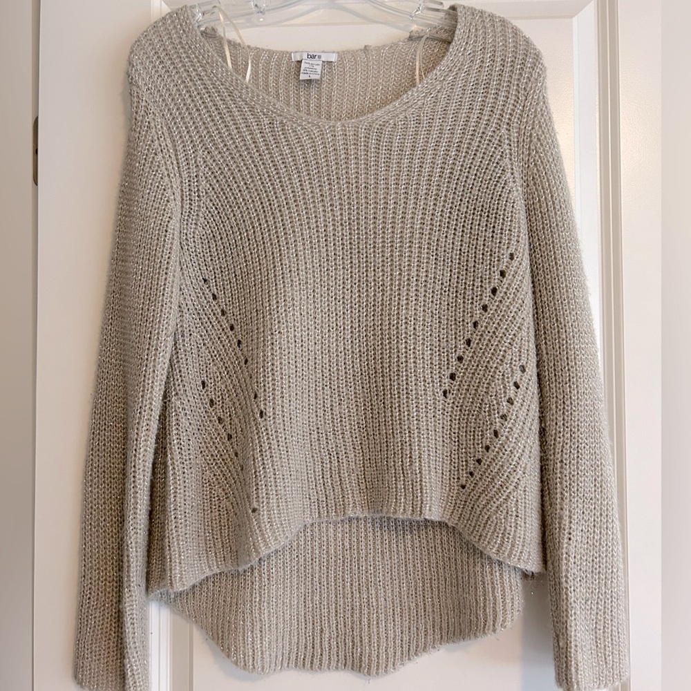 Soft gold color, long sleeve sweater with sparkle